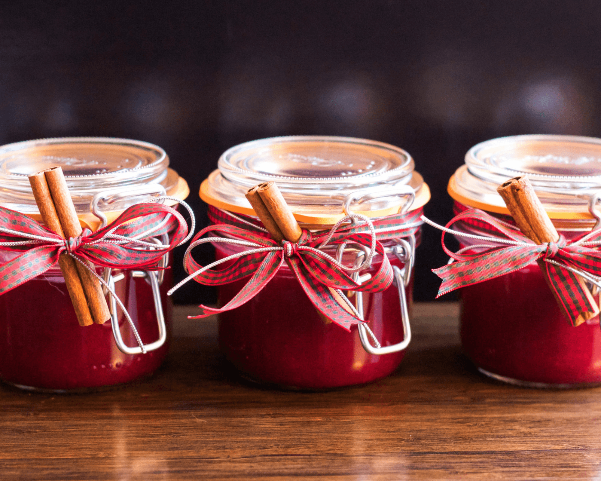 three jam jars with matching lids
